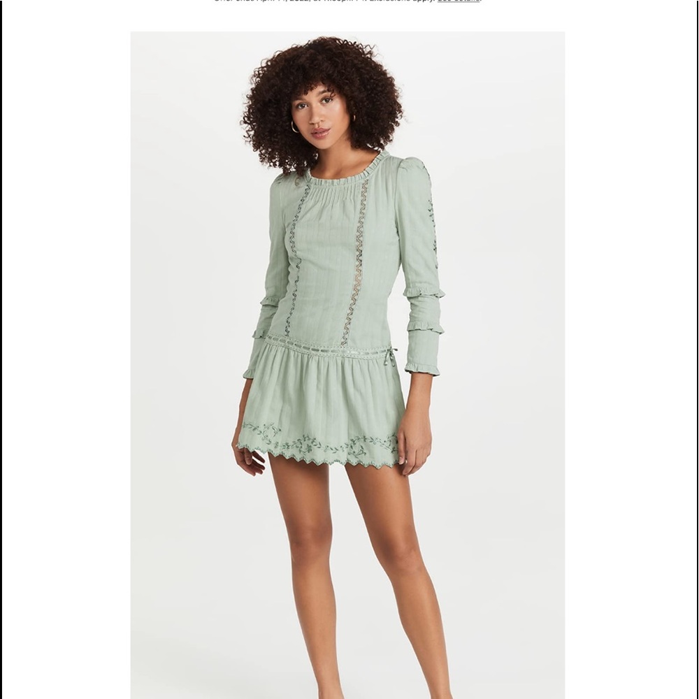 NEW LoveShackFancy Carnaby Dress Olive Dust